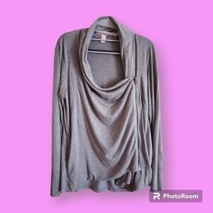 Forever 21 Grey Jersey Knit Asymmetrical Cardigan Jacket Size Large